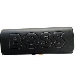 🆕️ BOSS Black Leather Eyeglass Case‎ with Cleaning Cloth "Be Your Own Boss"